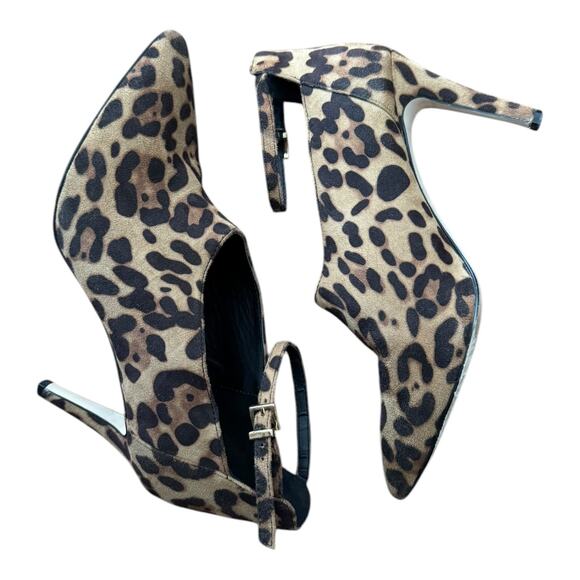 Leopard print ankle straps, stiletto heel low cut booties brown ASOS size 5 - Picture 4 of 16